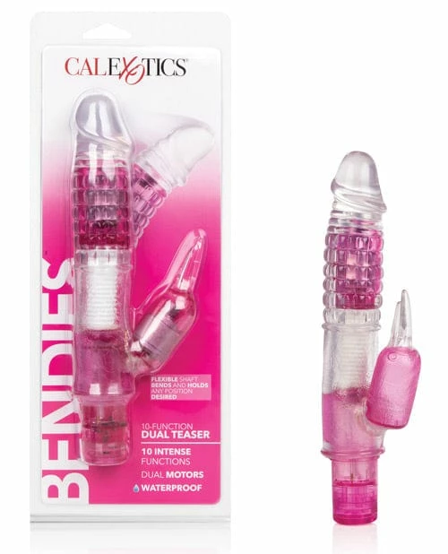 CalExotics Bendies Dual Motor Dual Teaser Rabbit - 10 Function Pink Vibrators