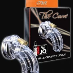 A.L. Enterprises The Curve 3 3-4" Curved Cock Cage & Lock Set - Clear Kink & BDSM
