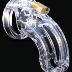 A.L. Enterprises The Curve 3 3-4" Curved Cock Cage & Lock Set - Clear Kink & BDSM