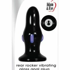 Anal Toys Adam & Eve Rear Rocker Vibrating Glass Anal Plug - Black