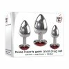 Adam & Eve Three Hearts Gem Anal Plug Set - Silver-Red Anal Toys