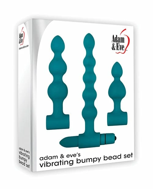 Anal Toys Adam & Eve Vibrating Anal Bumpy Bead Set - Teal