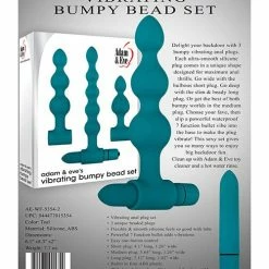 Anal Toys Adam & Eve Vibrating Anal Bumpy Bead Set - Teal