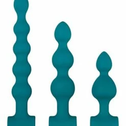 Anal Toys Adam & Eve Vibrating Anal Bumpy Bead Set - Teal