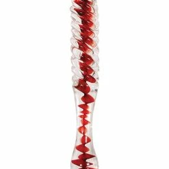 Adam & Eve Eve's Sweetheart Swirl Glass Dildo - Clear-Red Dildos