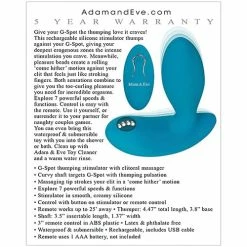 Adam & Eve Eve's G Spot Thumper With Clit Motion Massager - Teal