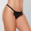 Allure Lingerie Adore Black Tie Mesh Front With Flounce Open Bow Back Panty Black One Size Fits Most