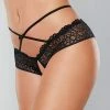 Allure Lingerie Adore Crayzee Open Panty With Criss Cross Waist Straps & Lace Black One Size Fits Most
