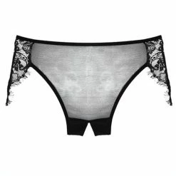 Allure Lingerie Adore Lavish & Lace Crotchless Panty Black One Size Fits Most