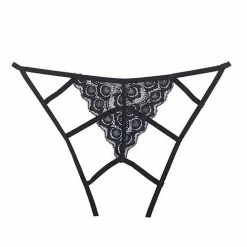 Allure Lingerie Adore Luv Web Strappy Open Front Panty Black O-s