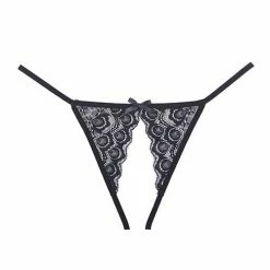 Allure Lingerie Adore Luv Web Strappy Open Front Panty Black O-s