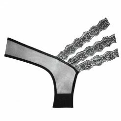 Allure Lingerie Adore Sheer & Lace Wild Orchid Panty Black One Size Fits Most