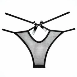 Allure Lingerie Adore Sheer Naughty Vanilla Panty Black One Size Fits Most