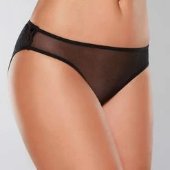 Allure Lingerie Adore Sheer Teaz Open Panty Black One Size Fits Most