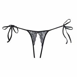 Allure Lingerie Adore Sugar Tie Side Open Lace Panty Black One Size Fits Most