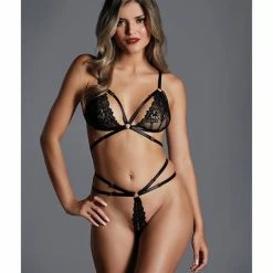 Allure Lingerie Adore The Flame Strappy Lace Bra & Thong One Size Fits Most