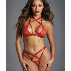 Allure Lingerie Adore The Sweetest Strappy Lace Bra & Panty One Size Fits Most