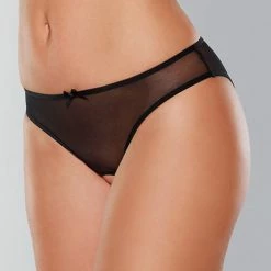 Allure Lingerie Adore Wild Nite Mesh Open Back Panty Black One Size Fits Most