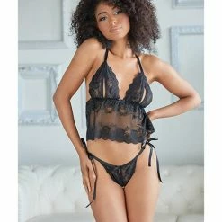 Allure Lingerie Allure Gigi Peek A Boo Babydoll With Tie Side Open Panty
