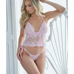 Allure Lingerie Allure Gigi Peek A Boo Babydoll With Tie Side Open Panty