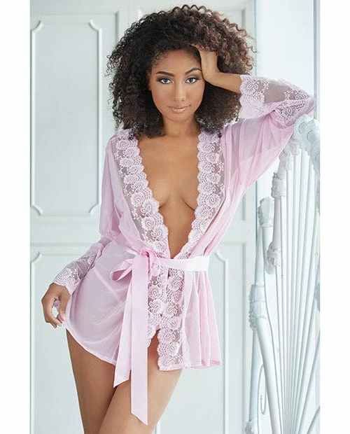 Allure Lingerie Allure Nina Lace & Mesh Robe With G-string