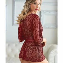 Allure Lingerie Allure Valentina Leopard Lace Robe & G-string