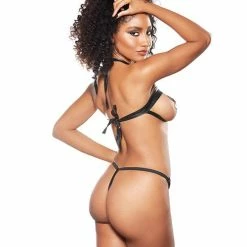 Allure Lingerie Kitten Candy Delicious Open Tie Up Teddy Black O-s