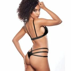 Allure Lingerie Kitten Sugar & Blush Criss Cross Bralette & Thong Black O-s