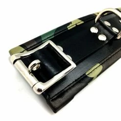 Atlantas Products Kink & BDSM Sensual Sin Leather Padded Ankle Cuffs - Camo Piping