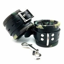 Atlantas Products Sensual Sin Leather Padded Wrist Cuffs - Camo Piping