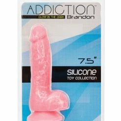 B.M.S. Enterprises Dildos Addiction Brandon 7.5" Glow In The Dark Dildo - Pink