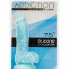 B.M.S. Enterprises Addiction Luke 7.5" Glow In The Dark Dildo - Blue