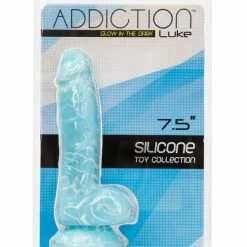 B.M.S. Enterprises Addiction Luke 7.5" Glow In The Dark Dildo - Blue