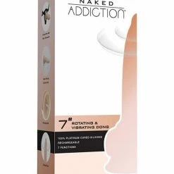 B.M.S. Enterprises Naked Addiction 7" Rotating & Vibrating Dong With Remote - Flesh Dildos