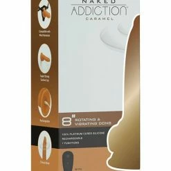 B.M.S. Enterprises Dildos Naked Addiction 8" Rotating & Vibrating Dong With Remote - Caramel
