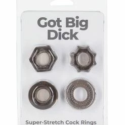 B.M.S. Enterprises Got Big Dick 4 Pack Cock Rings - Black