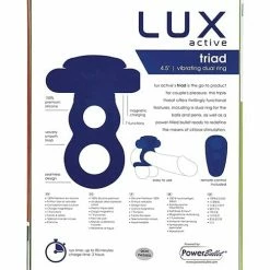 B.M.S. Enterprises Penis Toys Lux Active Triad 4.5" Vibrating Dual Ring With Remote - Dark Blue