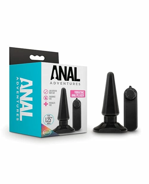 Blush Novelties Anal Toys Blush Anal Adventures Basic Vibrating Anal Pleaser - Black