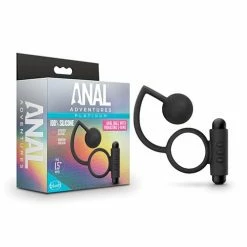 Blush Novelties Anal Toys Blush Anal Adventures Platinum Silicone Anal Ball With Vibrating Cock Ring