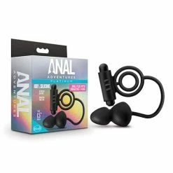 Blush Novelties Anal Toys Blush Anal Adventures Platinum Silicone Anal Plug With Vibrating Cock Ring - Black