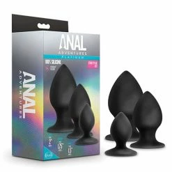 Blush Novelties Blush Anal Adventures Platinum Silicone Anal Stout Plug Kit - Black