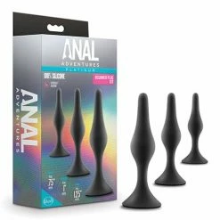 Blush Novelties Blush Anal Adventures Platinum Silicone Beginner Plug Kit - Black Anal Toys