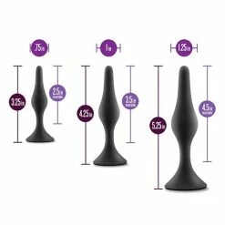 Blush Novelties Blush Anal Adventures Platinum Silicone Beginner Plug Kit - Black Anal Toys