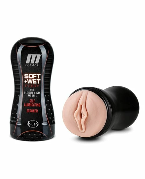 Blush Novelties Blush M For Men Soft And Wet Pussy With Pleasure Ridges & Orbs Self Lubricating Stroker - Vanilla
