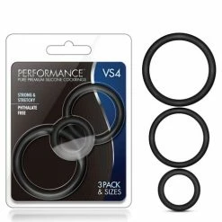 Blush Novelties Blush Performance Vs4 Pure Premium Silicone Cockring Set - Black Penis Toys