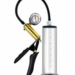 Blush Novelties Blush Performance VX6 Vacuum Penis Pump With Brass Pistol & Pressure Gauge - Clear