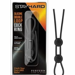 Blush Novelties Penis Toys Blush Stay Hard Silicone Double Loop Cock Ring - Black