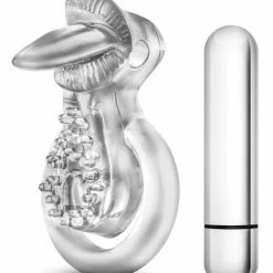 Blush Novelties Blush Stay Hard Vibrating Tongue Ring - 10 Function Clear Penis Toys
