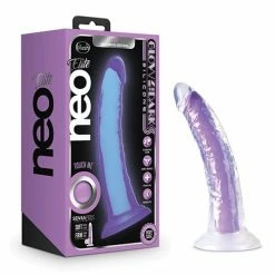 Blush Novelties Vibrators Blush Neo Elite Glow In The Dark Light 7" Silicone Dual Density Dildo - Neon Purple