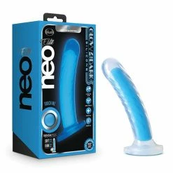 Blush Novelties Blush Neo Elite Glow In The Dark Tao 7" Silicone Dual Density Dildo - Neon Blue Vibrators